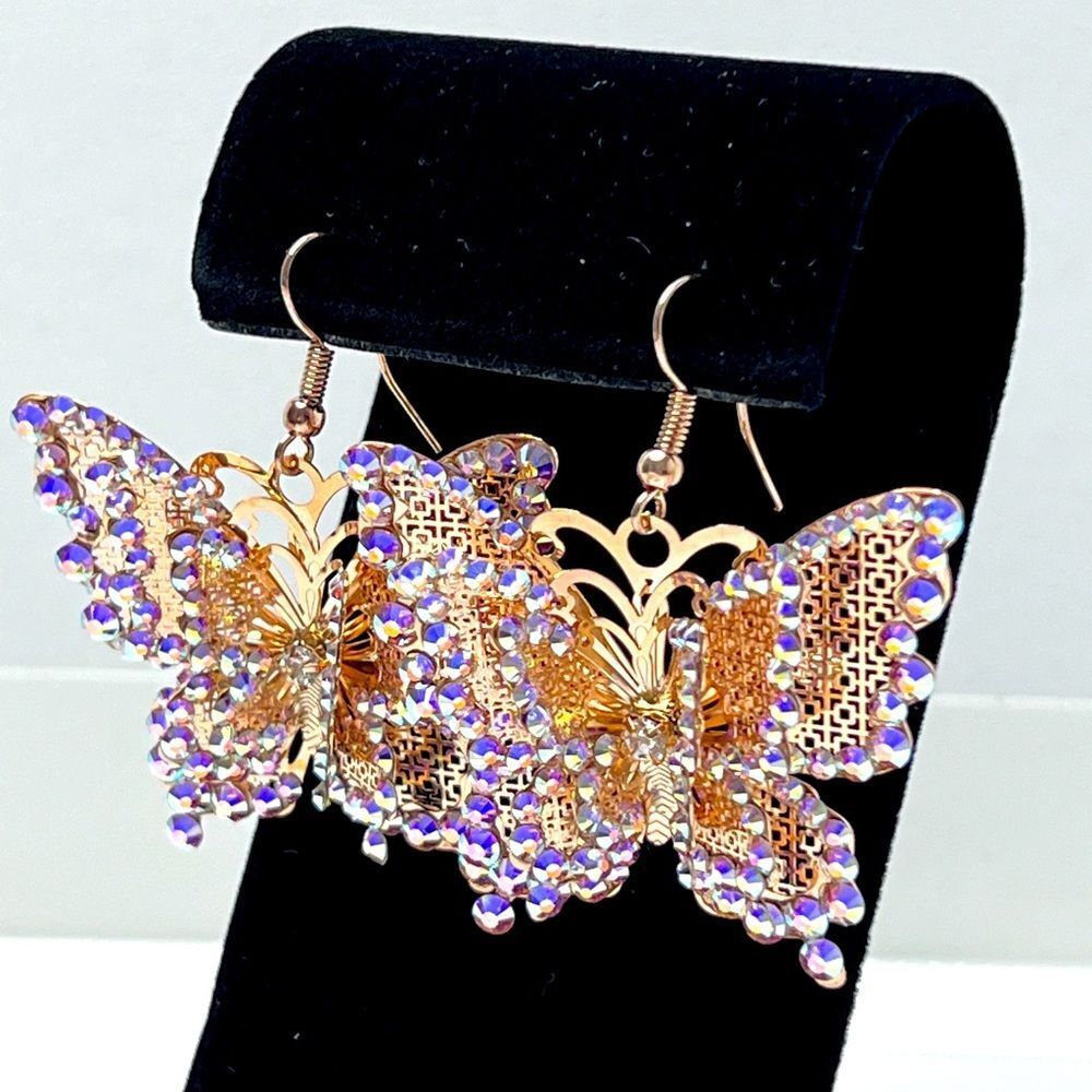 14K Gold-Filled and Swarovski Crystal Butterfly Earrings
